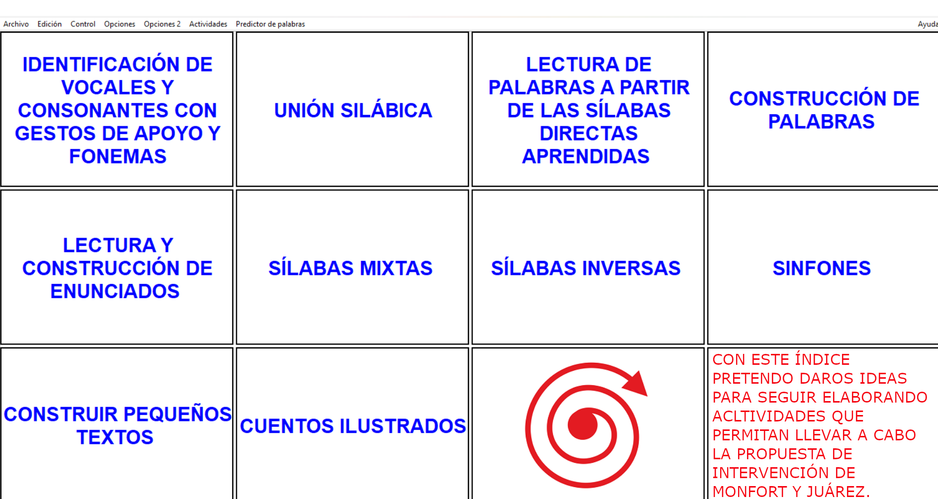 Pantalla inicial de l'actividd leer para hablar
