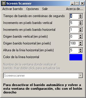 Pantalla del programa Screen Scanner