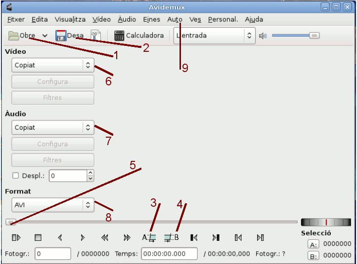 interfície Avidemux