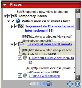 Finestra 'Places' de Google Earth