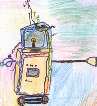 Robot with electric energy and chip
