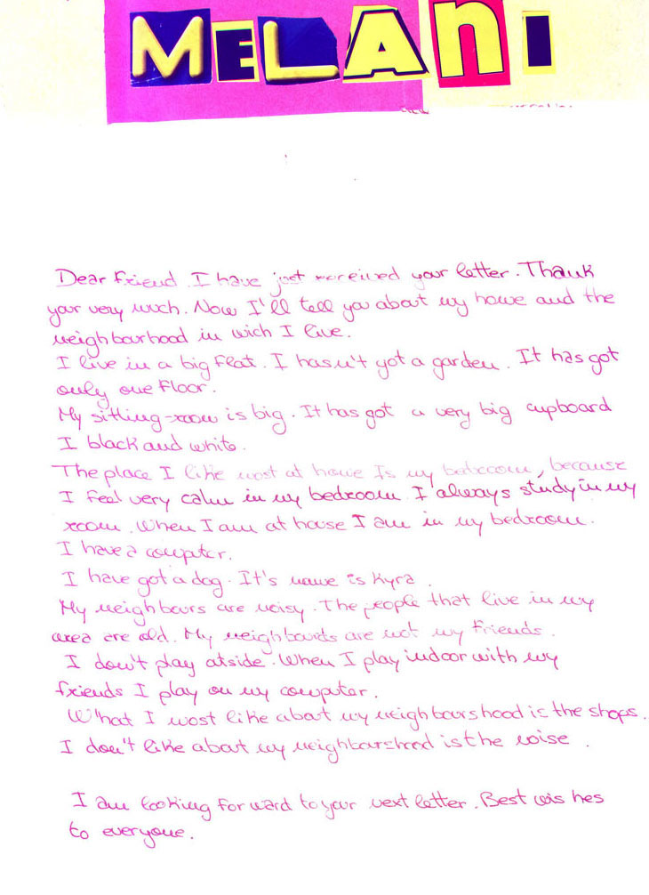 Melani's letter