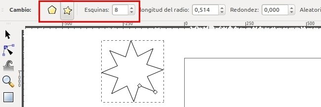 Los controles de la herramienta Estrellas y polgonos