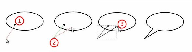 Proceso con la herramienta Bezier para crear el rabillo del globo